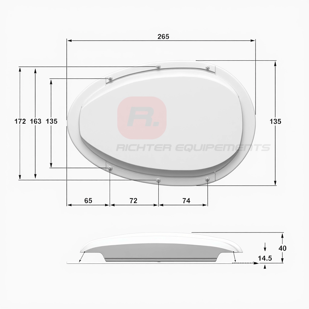 Dimensions aérateur de toit statique technologie venturi