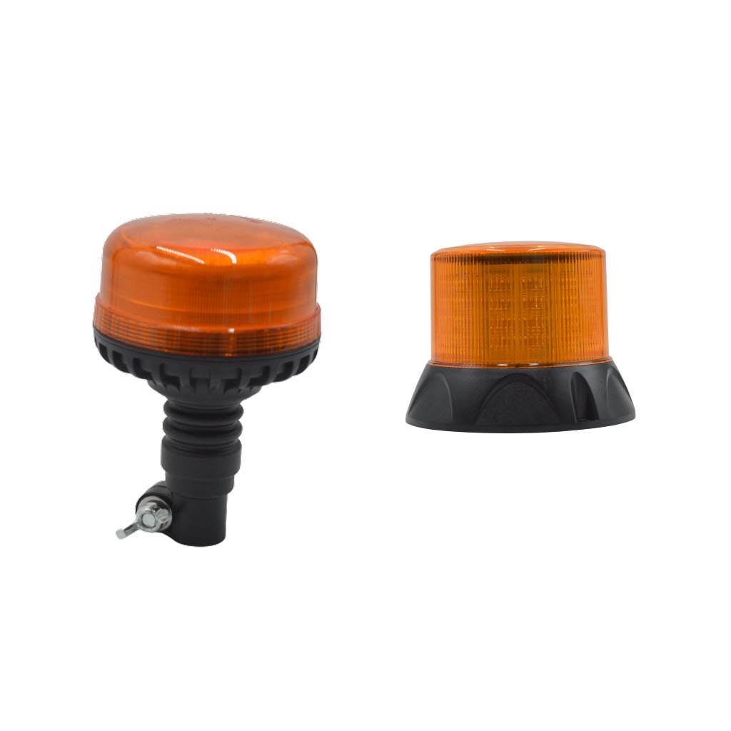 Représentation de 2 gyrophares à led rotatifs de couleur orange, illustrant la collection gyrophare led